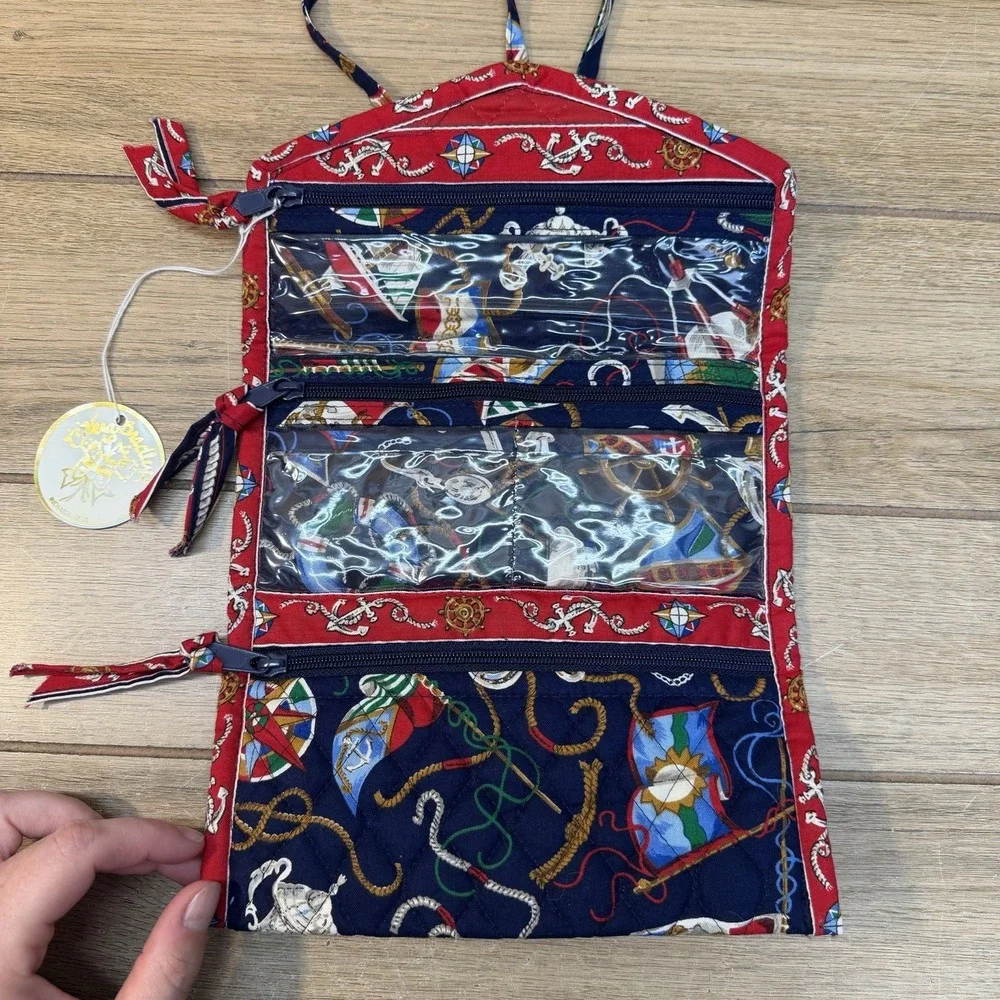 Vtg Vera Bradley Regatta Nautical Roll-Up Cosmetic Travel Bag Retired Rare NWT